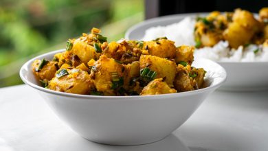 Indische würzige Kartoffeln mit Frühlingszwiebeln